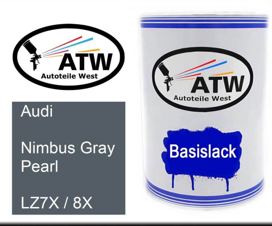 Audi, Nimbus Gray Pearl, LZ7X / 8X: 500ml Lackdose, von ATW Autoteile West.